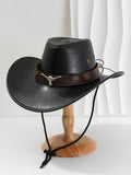 PU Leather Metal 3D Ox-Head Retro Curved Belt Denim Hat