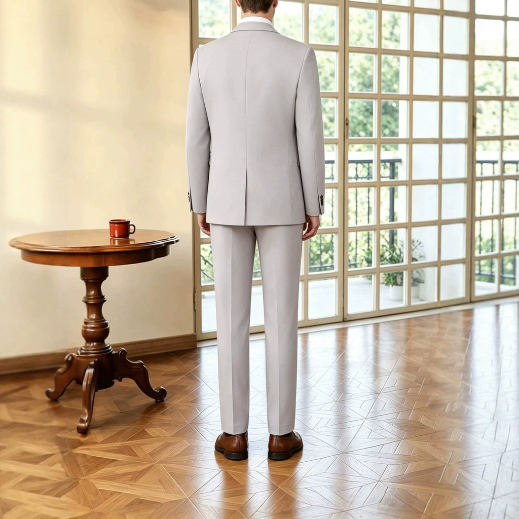 Mens Solid-Color Suit Business Formal Attire Set