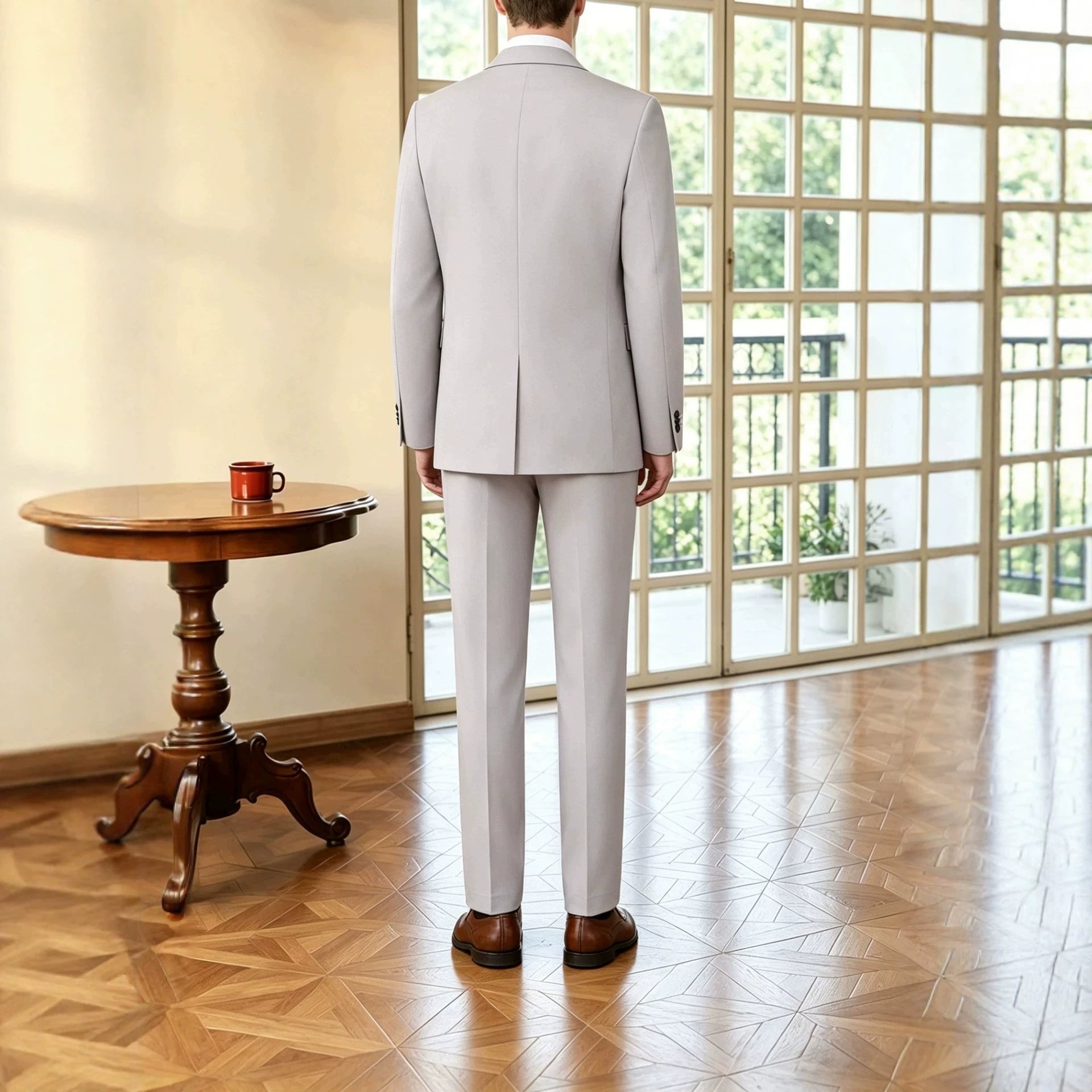 Mens Solid-Color Suit Business Formal Attire Set