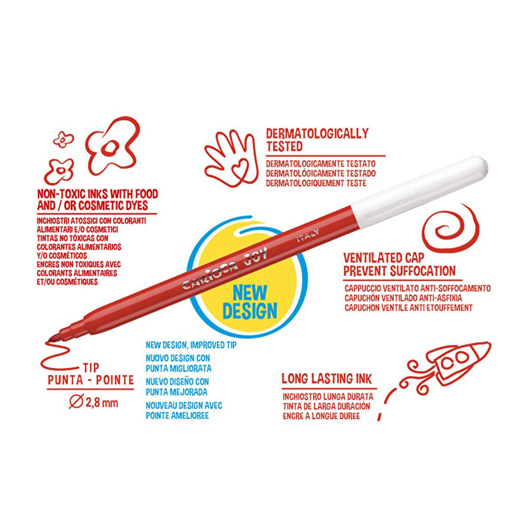 Carioca Washable Markers or Coloring Pens - 50 Unit Pack - Italy Made