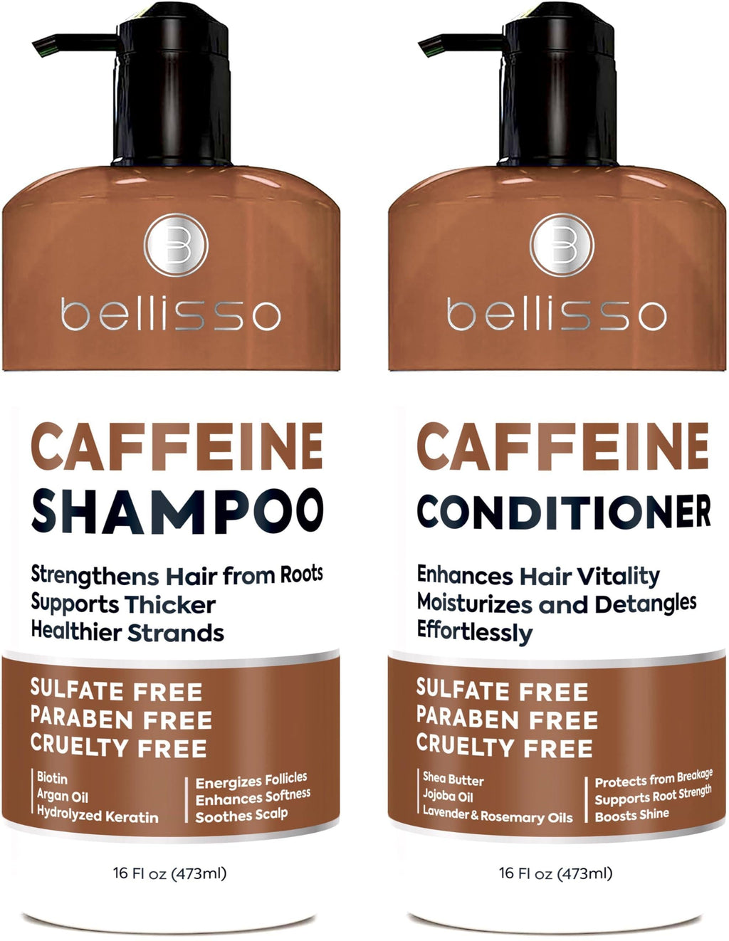 Caffeine Shampoo and Conditioner Set Volumizing Products for Women and Men Thickening Volume Boosting Formula for Thinning and Fine Hair Sulfate Free No Parabens Hydrating Salon Grade