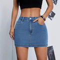 Hips-hugging Springsummer Denim Skirt For Workouts