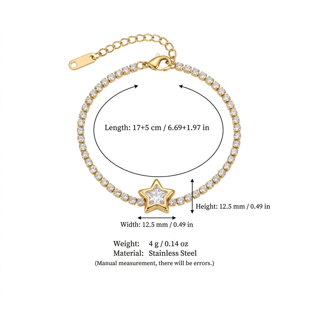 Starry Diamond-encrusted Full-diamond Bracelet For Women