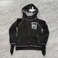 Cardigan Leopard-print Cross-skeleton Hooded Sweatshirt