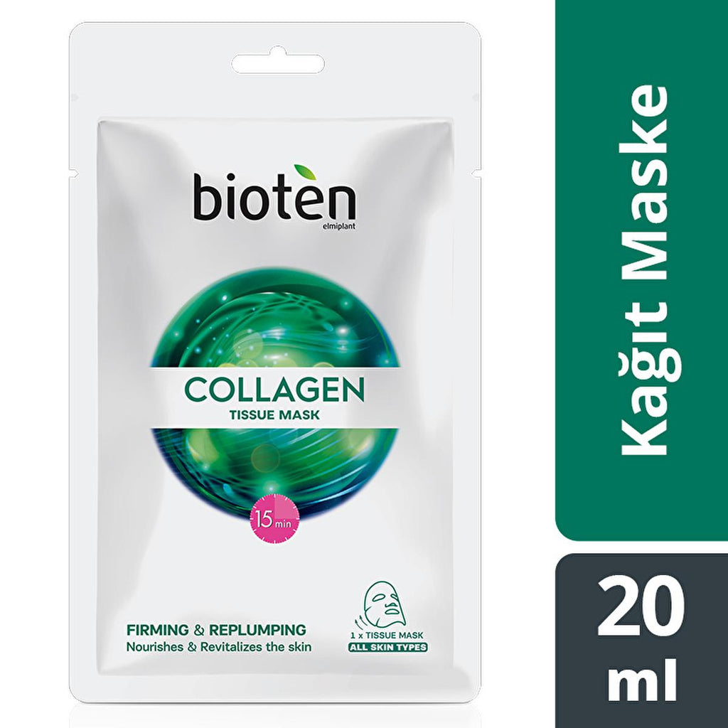 Bioten Collagen Face Mask - Anti-Aging, Moisturizing Sheet Mask for All Skin Types, Dermatologically Tested, Natural Skincare