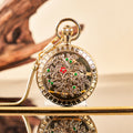 Camellia Automatic Mechanical Pocket Old Shanghai Style Classic Flip-Open Pendant Watch For Ladies