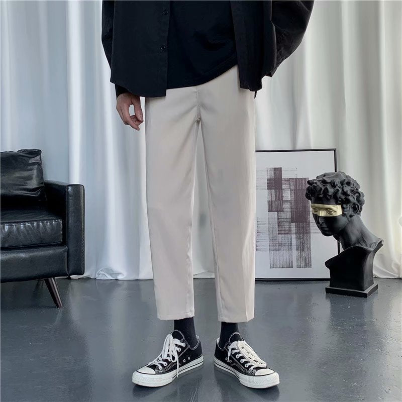 Mens Casual Loose-fitting Versatile Straight-leg Pants