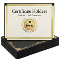 30 Pack Single Sided Certificate Holders 8.5x11 Black Award Certificate Folders with Gold Foil Border Cardstock Covers Letter Size Graduation Certificate Sleeves Protective Diploma Holders Bulk