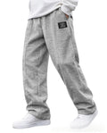 Mens Casual Embroidered-logo Drawstring Loose-fit Elastic-waist Pants With Pockets