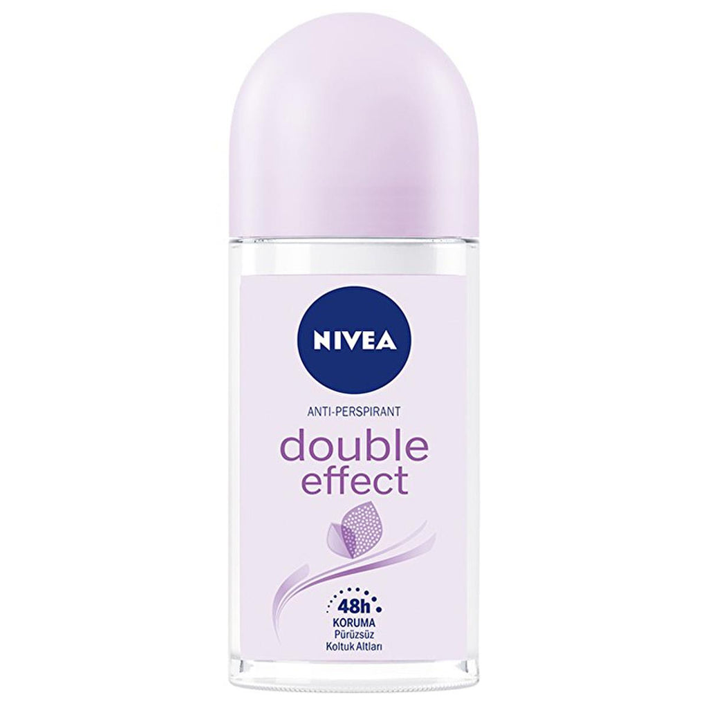 Nivea Double Effect Women's Deodorant Roll-On - 48-Hour Anti-Perspirant Protection, Alcohol-Free, Natural Avocado Extracts