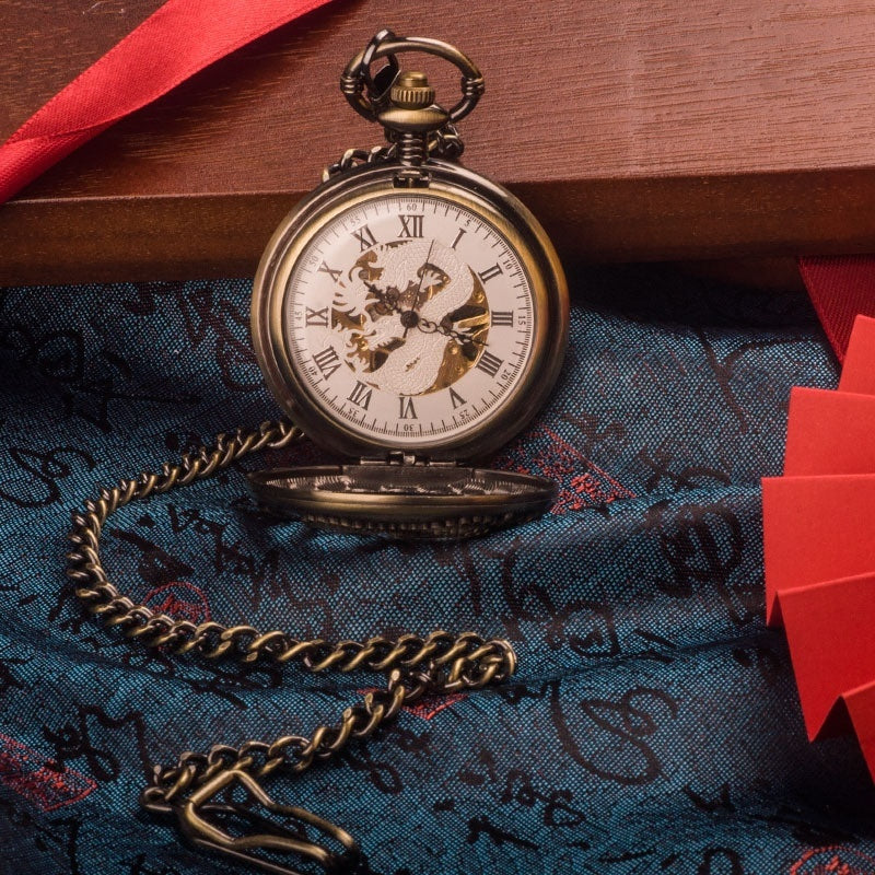 Chinese Dragon Coiled-dragon Mechanical Movement Pocket Watch