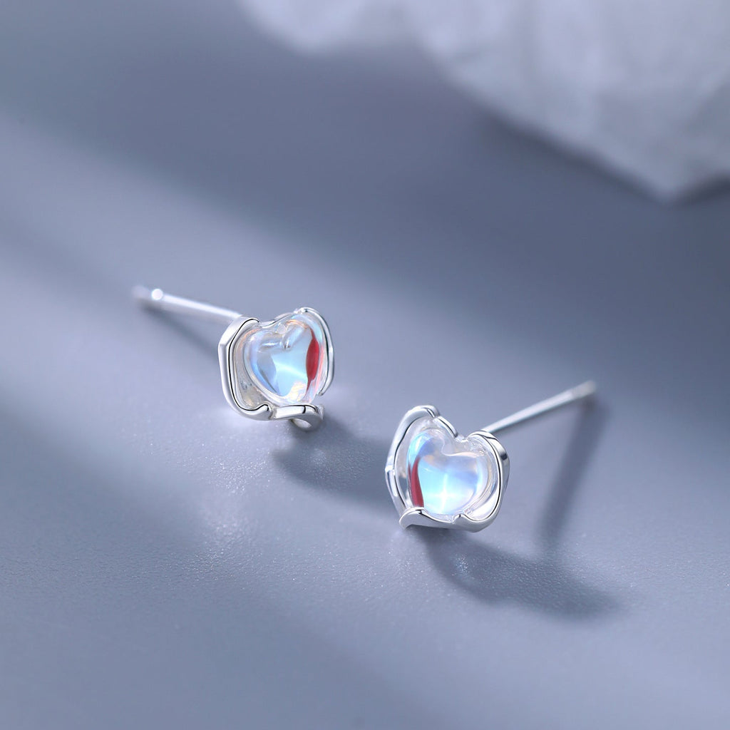 Moonstone Heart-shaped Earrings Niche And Design-focused For Women