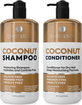 Coconut Shampoo and Conditioner Set 16 Fl Oz Set of 2 Sulfate Free Deep Moisturizing Hydrating Anti Frizz Formula for Women and Men Professional Salon Grade Dry Damaged Hair Care Products
