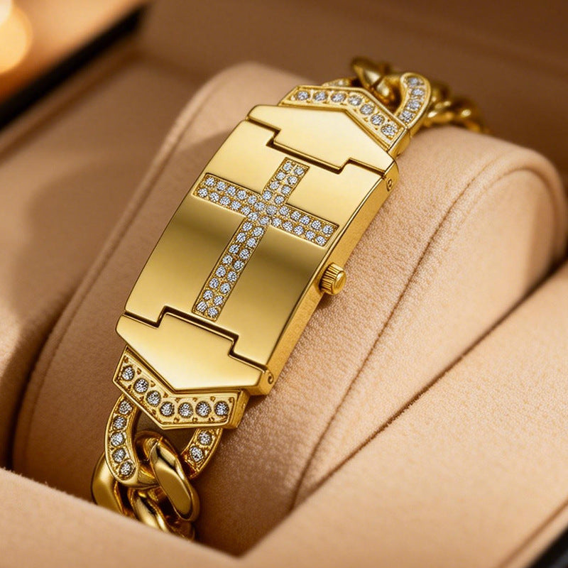 Cross-border Flip-top Cross Watch With Ladies Bracelet