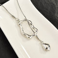 Dainty Irregular Geometric Ring Pull Adjustable Sweater Chain For Women, Y-Shape Tassel Collarbone Chain, Minimal Sweet Fashion Jewelry