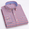 Men's Cotton Plaid Long Sleeve Oxford Shirt