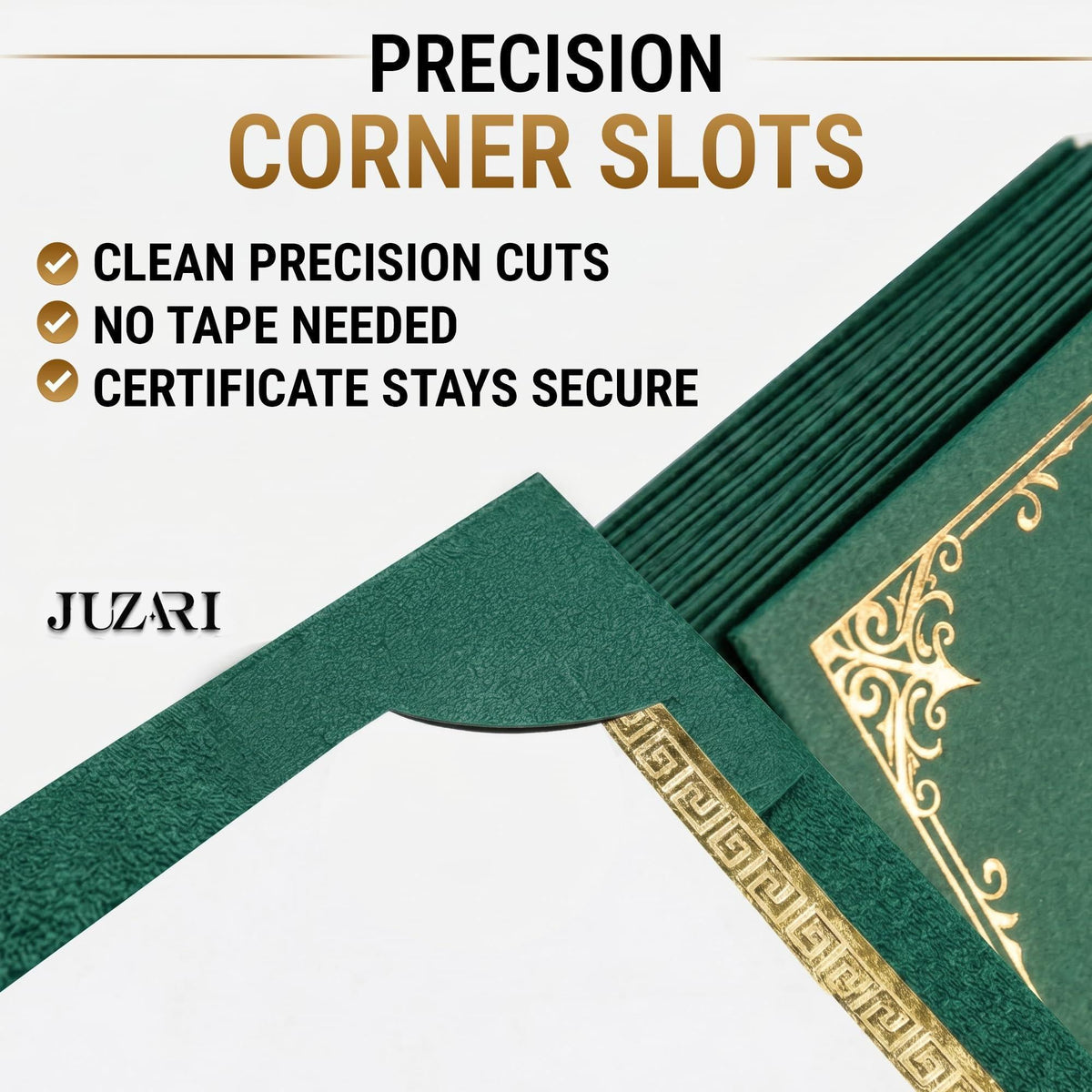 50 Pack Premium Green Certificate Holders 8.5 x 11 inch Heavyweight 300gsm Cardstock Diploma Holder & Certificate Folder Award Certificate Folders for Graduation with Gold Foil Diploma Cover