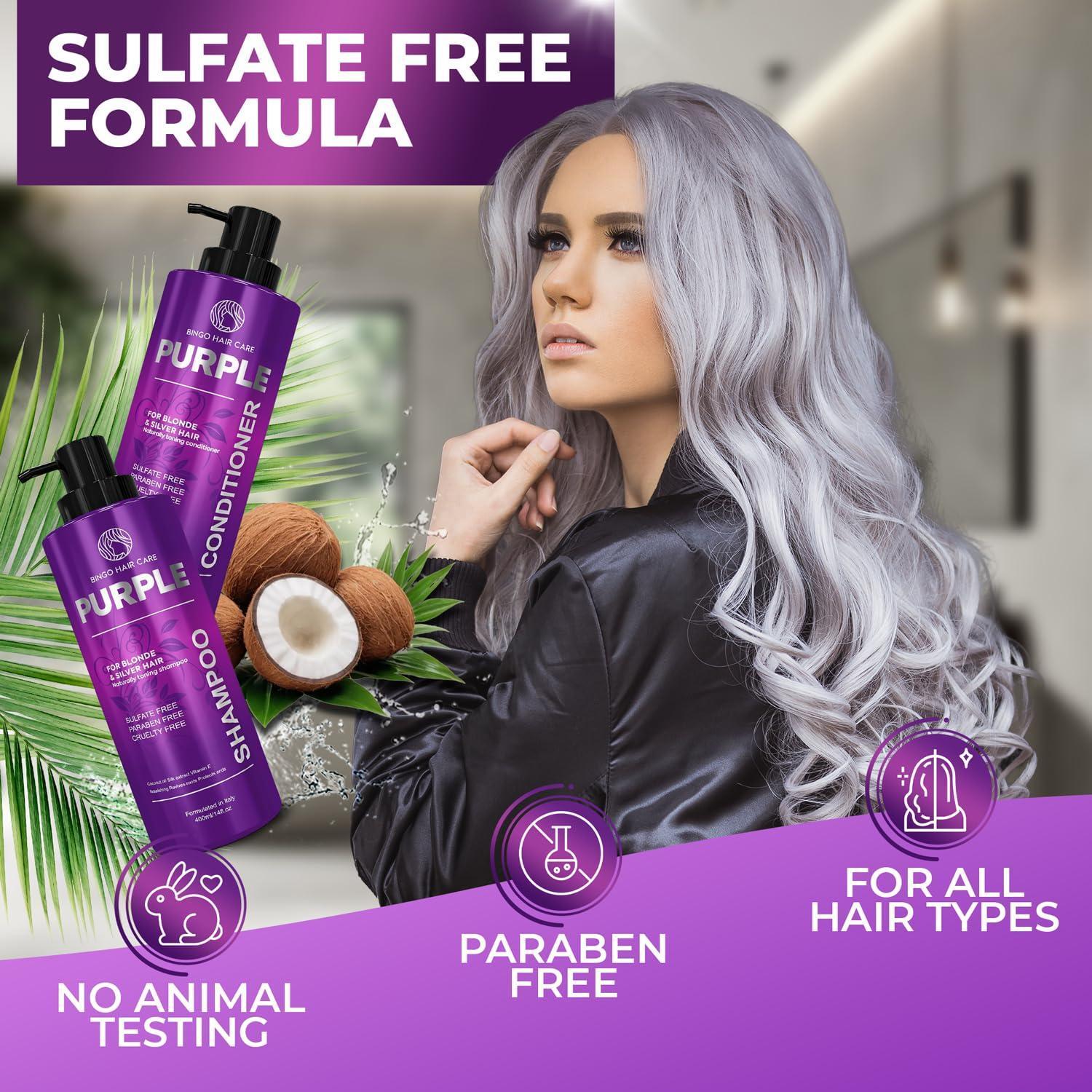 Purple Shampoo and Conditioner Set 14 Fl Oz Set of 2 Sulfate Free Formula for Women and Men For Toning and Balancing Brassy Blonde Silver and Gray Hair