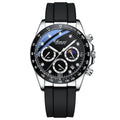 Multi-functional Silicone Band Watch Men's Three Eyes And Six Needles