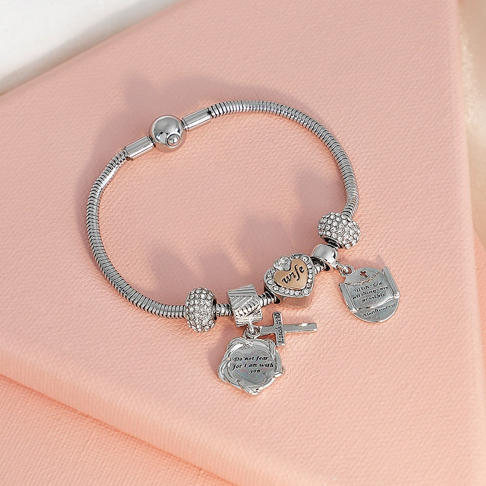 European And American-style Blush-pink Multi-strand Bracelet Couples Crystal Bracelet
