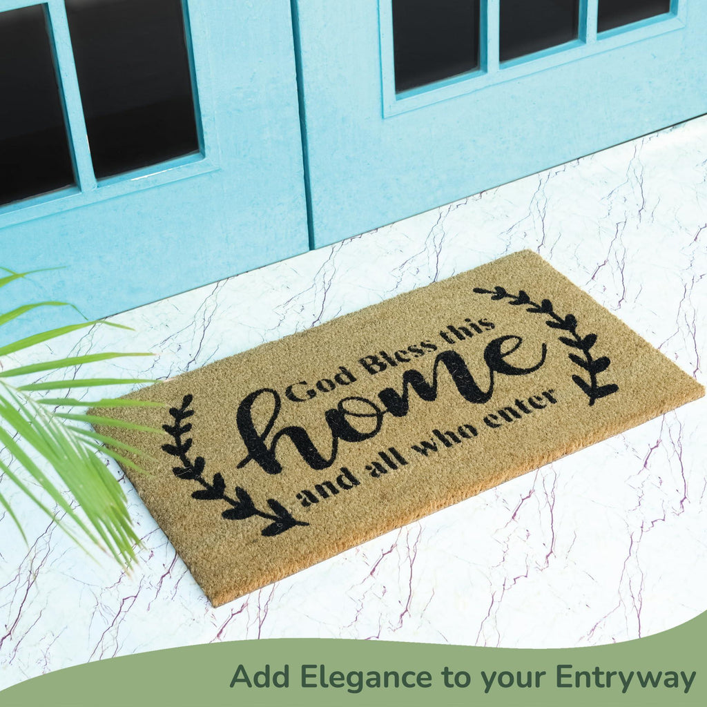 Welcome Doormats 30x17 inch Natural Coco Coir Mats with Non Slip PVC Backing