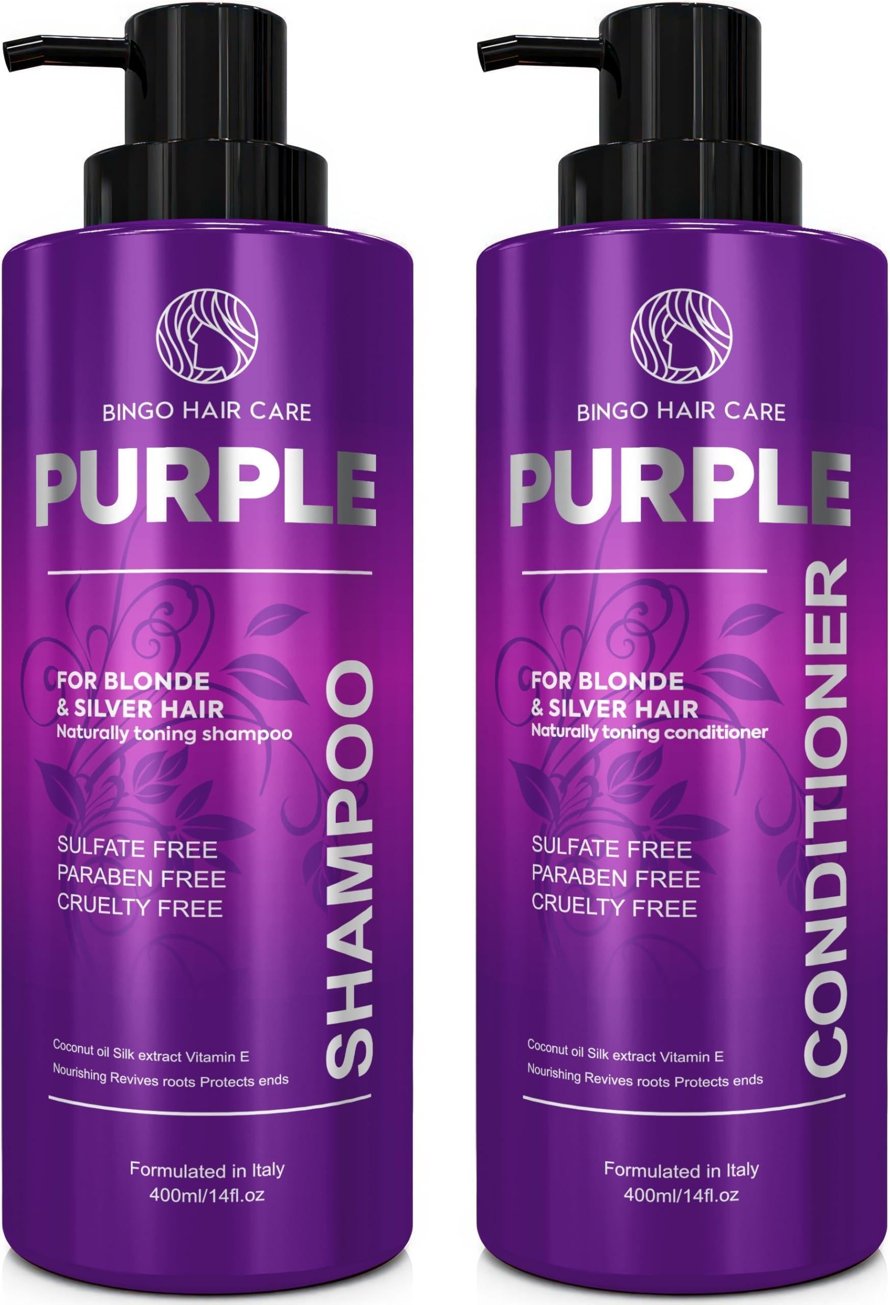 Purple Shampoo and Conditioner Set 14 Fl Oz Set of 2 Sulfate Free Formula for Women and Men For Toning and Balancing Brassy Blonde Silver and Gray Hair