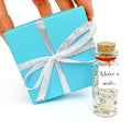 Tiny Magical Message in a Bottle Gift Idea Classy Inspirational Gifts for Him and Her Unique Presents for Women and Men (White Dandelion Make a Wish in Teal Gift Box)