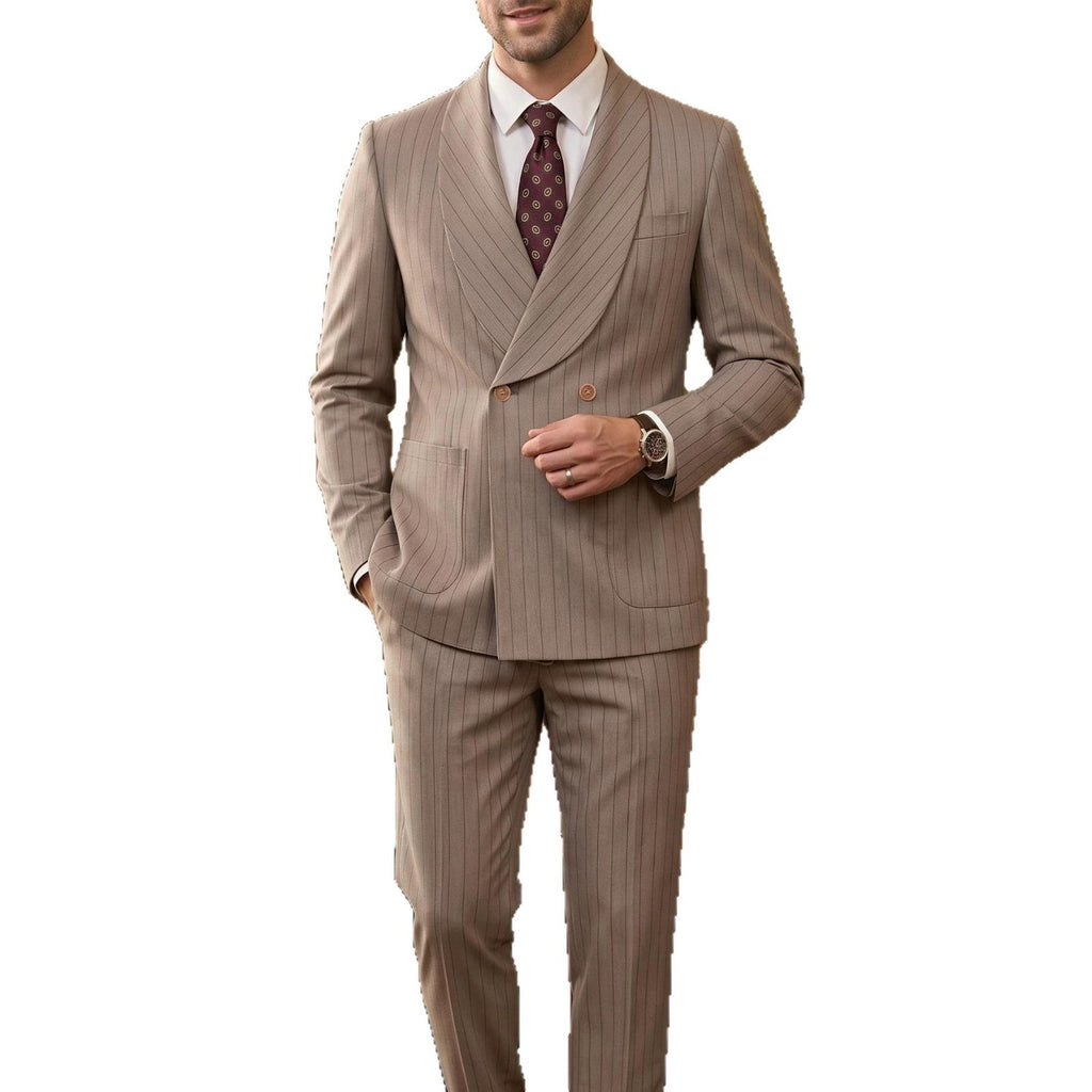 Mens Business Gentleman Formal Double-Breasted Suit Set