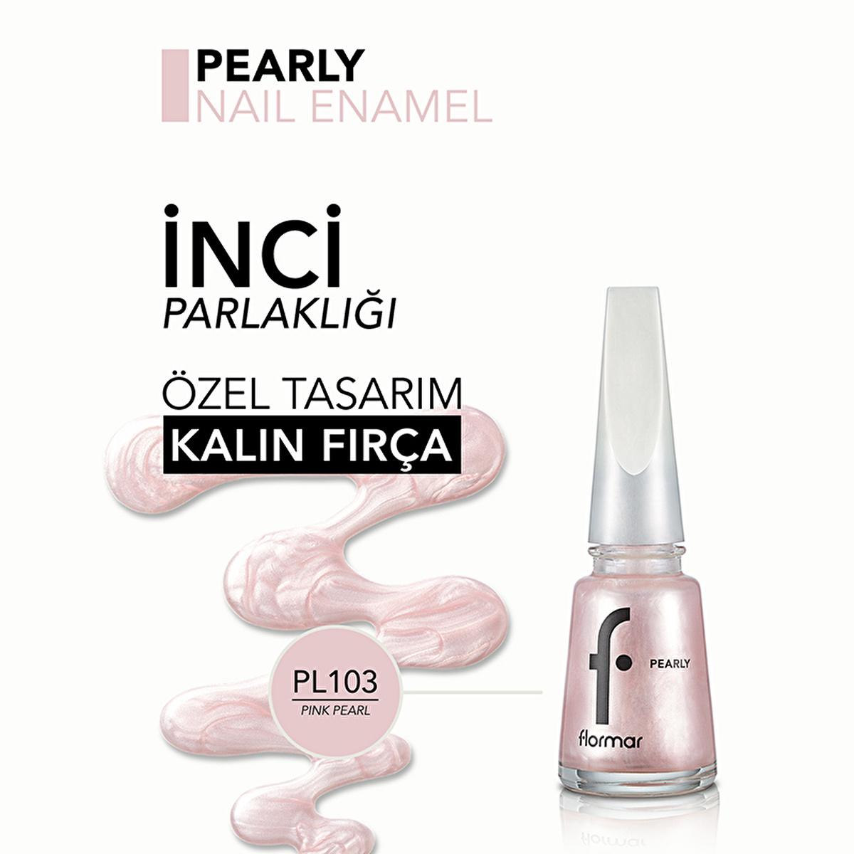 Flormar Pearly Pink Pearl Nail Polish: Long Lasting, Shimmering Shine & Chip Resistant - Gorgeous Pearl Effect Colors.