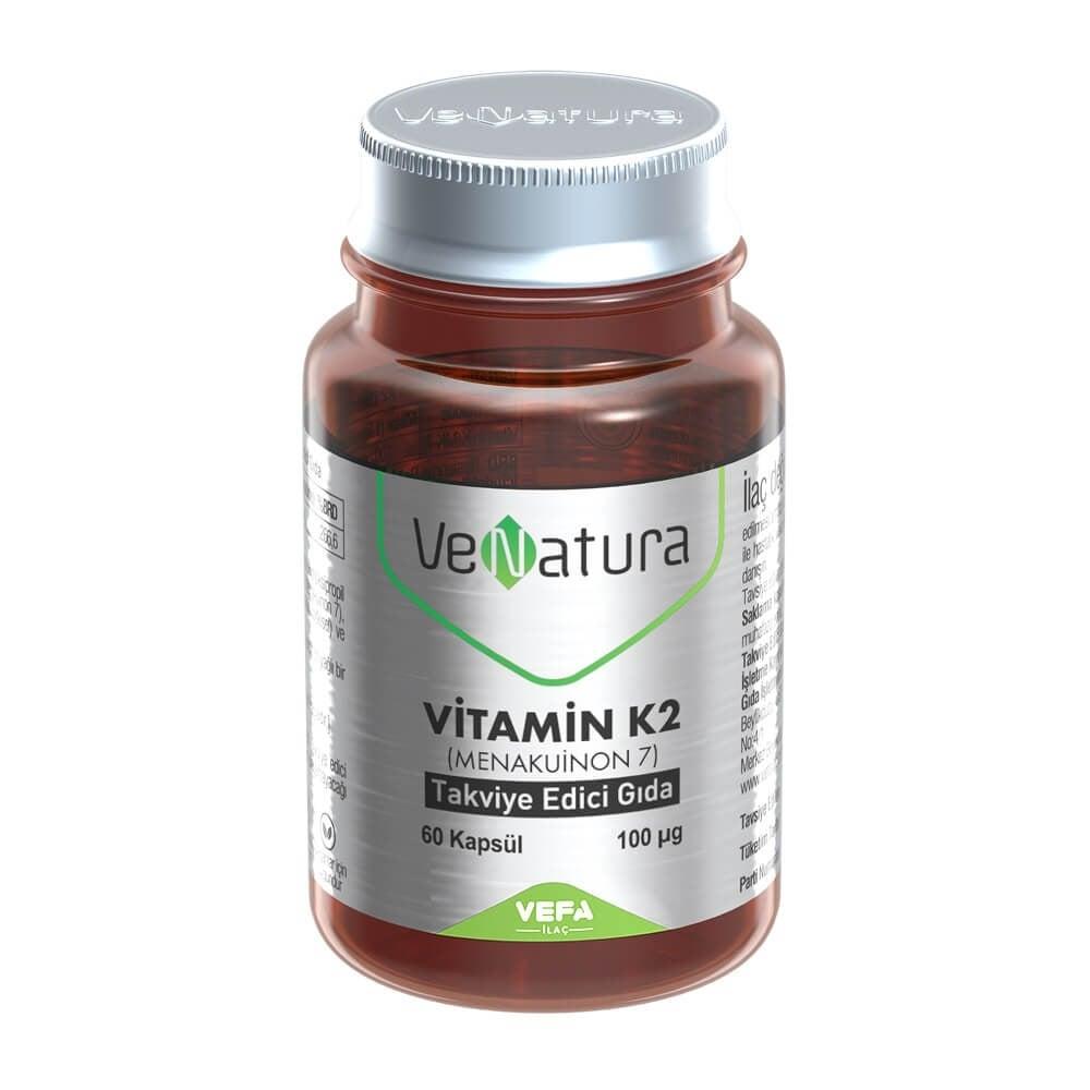 VeNatura Vitamin K2 60 Capsules - Vegan, Gluten-Free Supplement for Bone & Cardiovascular Health