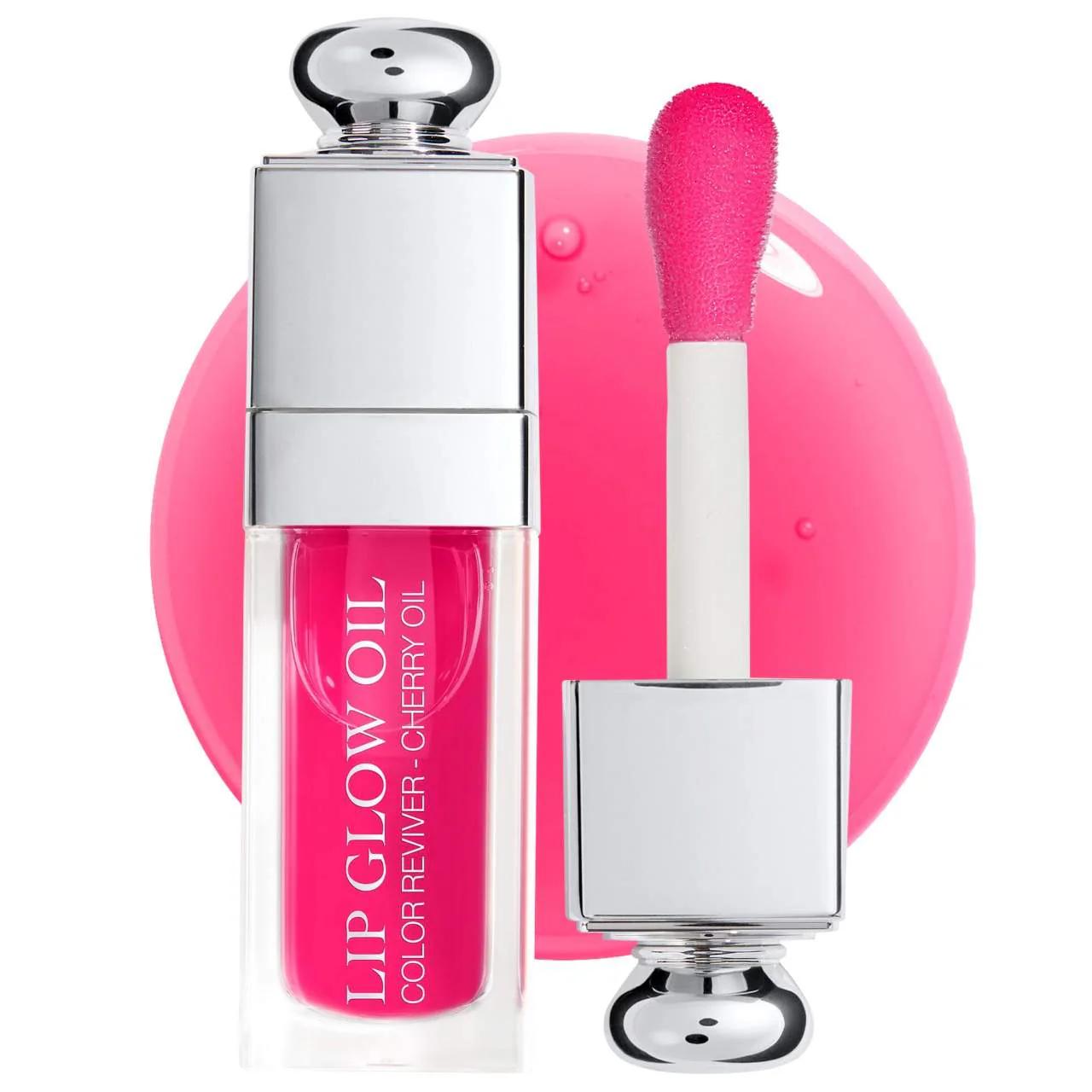 Lip Glow Oil: Hydrating & Tinted Lip Oil with Cherry Oil for Natural Color Enhancement - Non-Sticky, Glossy Finish