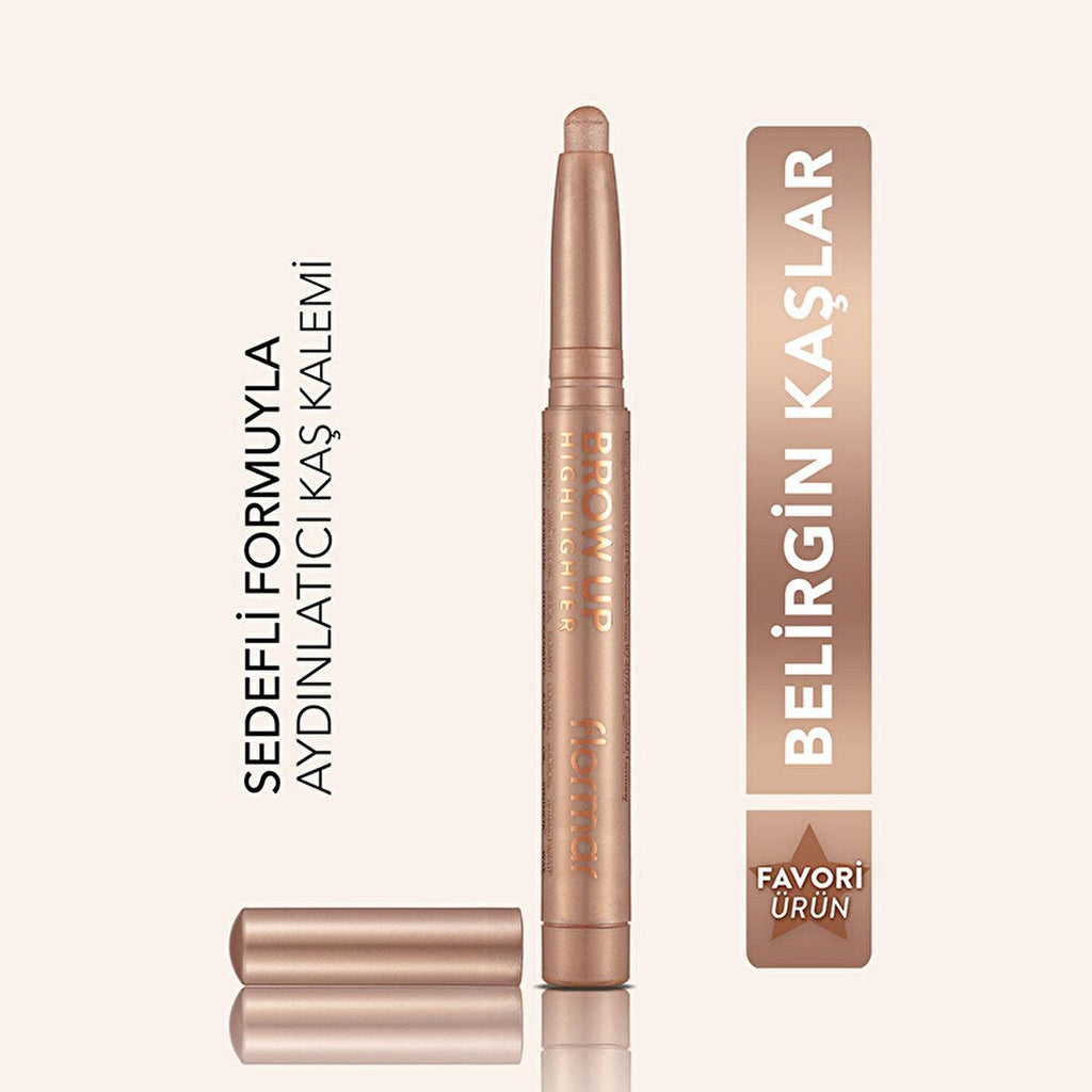 Flormar Brow Up Champagne Eyebrow Highlighter Pencil - Lift & Illuminate, Long-Lasting Shimmer, Soft Texture