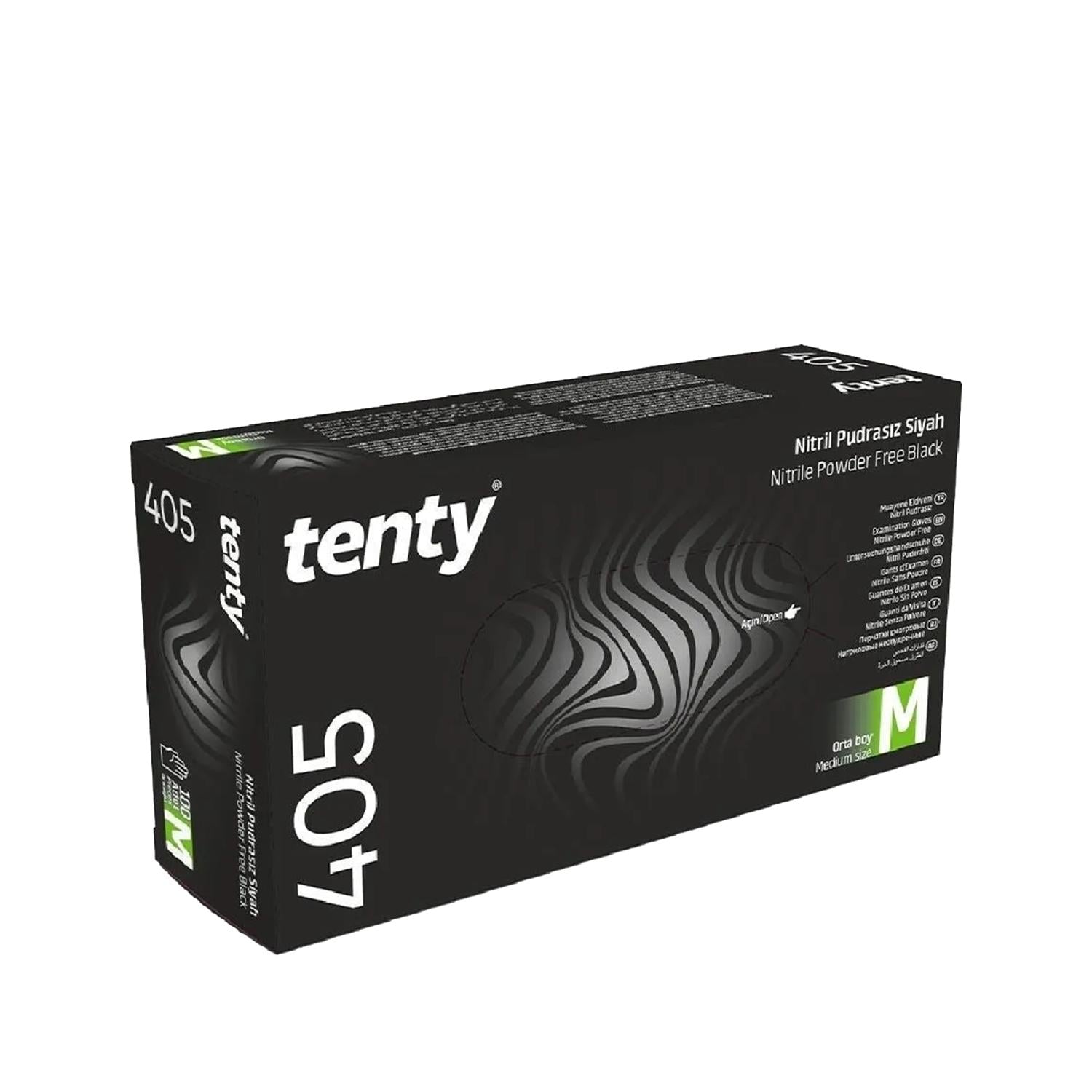 Tenty Nitrile Examination Gloves - Black, Medium, 100 Count - Latex-Free, Puncture Resistant Medical Gloves