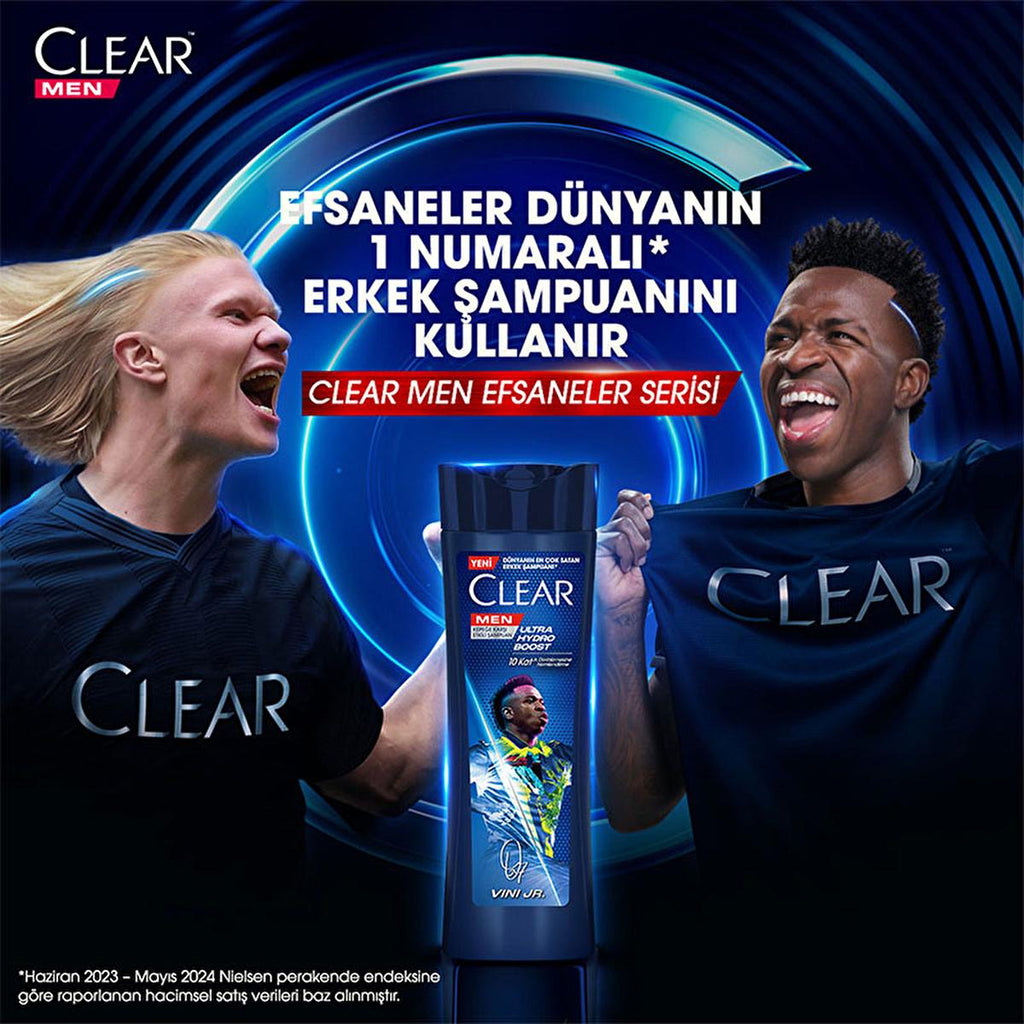 Clear Men Vin’cius Jœnior Anti-Dandruff Shampoo: Ultra Hydro Boost for Men - 10x Deeply Moisturizing, Eucalyptus & Cedarwood, Fight Dry Scalp & Flakes