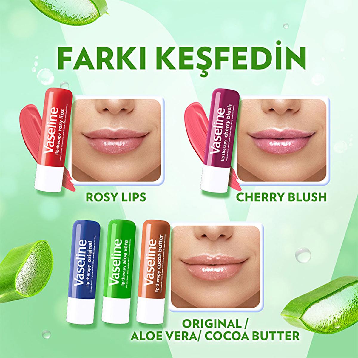 Vaseline Aloe Vera Lip Care Balm - 48 Hour Moisturization for Dry, Chapped Lips