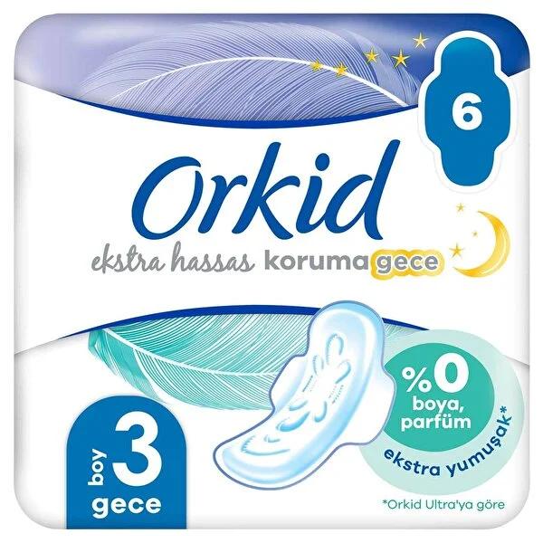 Orkid Extra Sensitive Sanitary Pads, Size 3 Overnight Protection - Fragrance & Dye Free, Hypoallergenic Menstrual Pads for Sensitive Skin (6-Count)