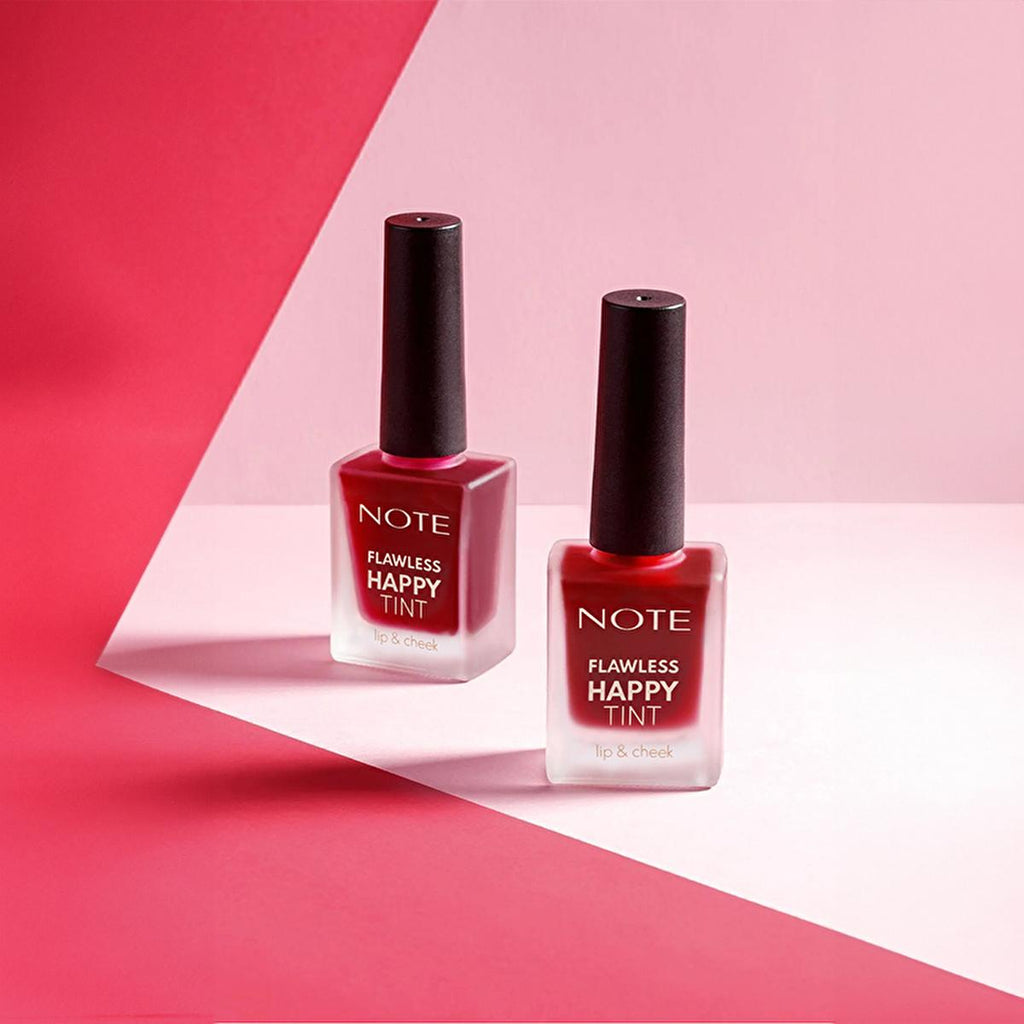 Note Cosmetics Flawless Happy Tint Lip & Cheek - Wild Cherry Pink: Natural Liquid Blush & Lip Stain for Radiant, Multi-Use Makeup