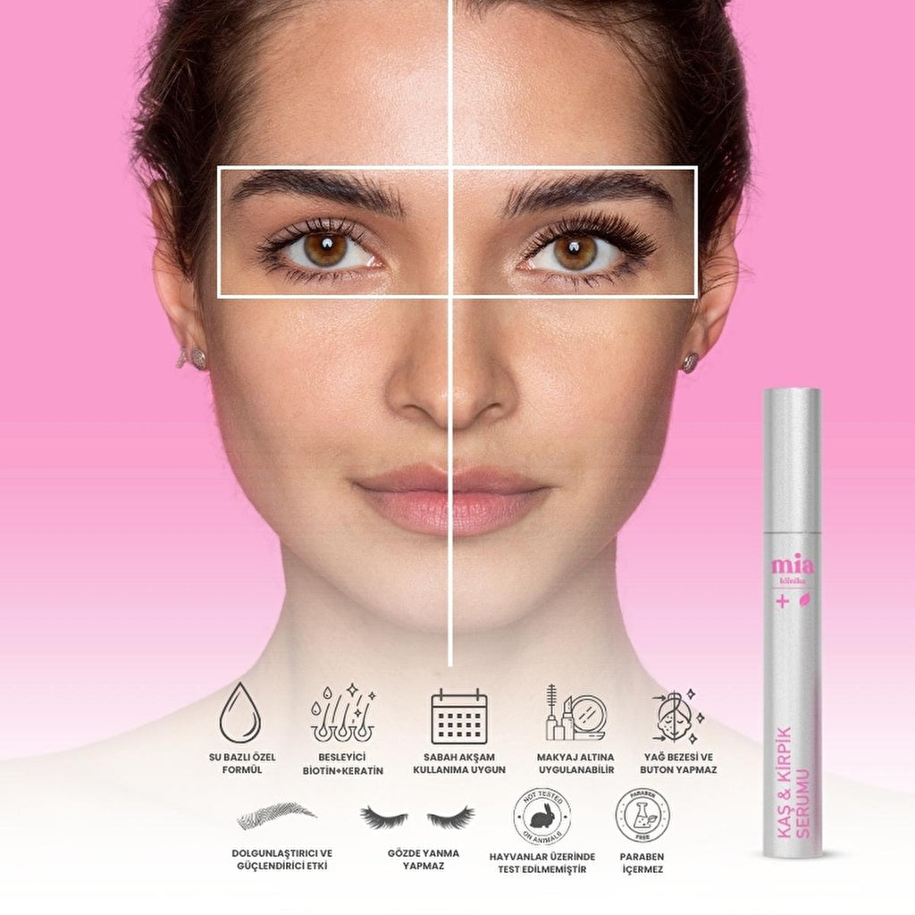 Mia Klinika Eyelash and Eyebrow Serum - Strengthen and Enhance with Collagen, Keratin, Biotin - 6.5ml