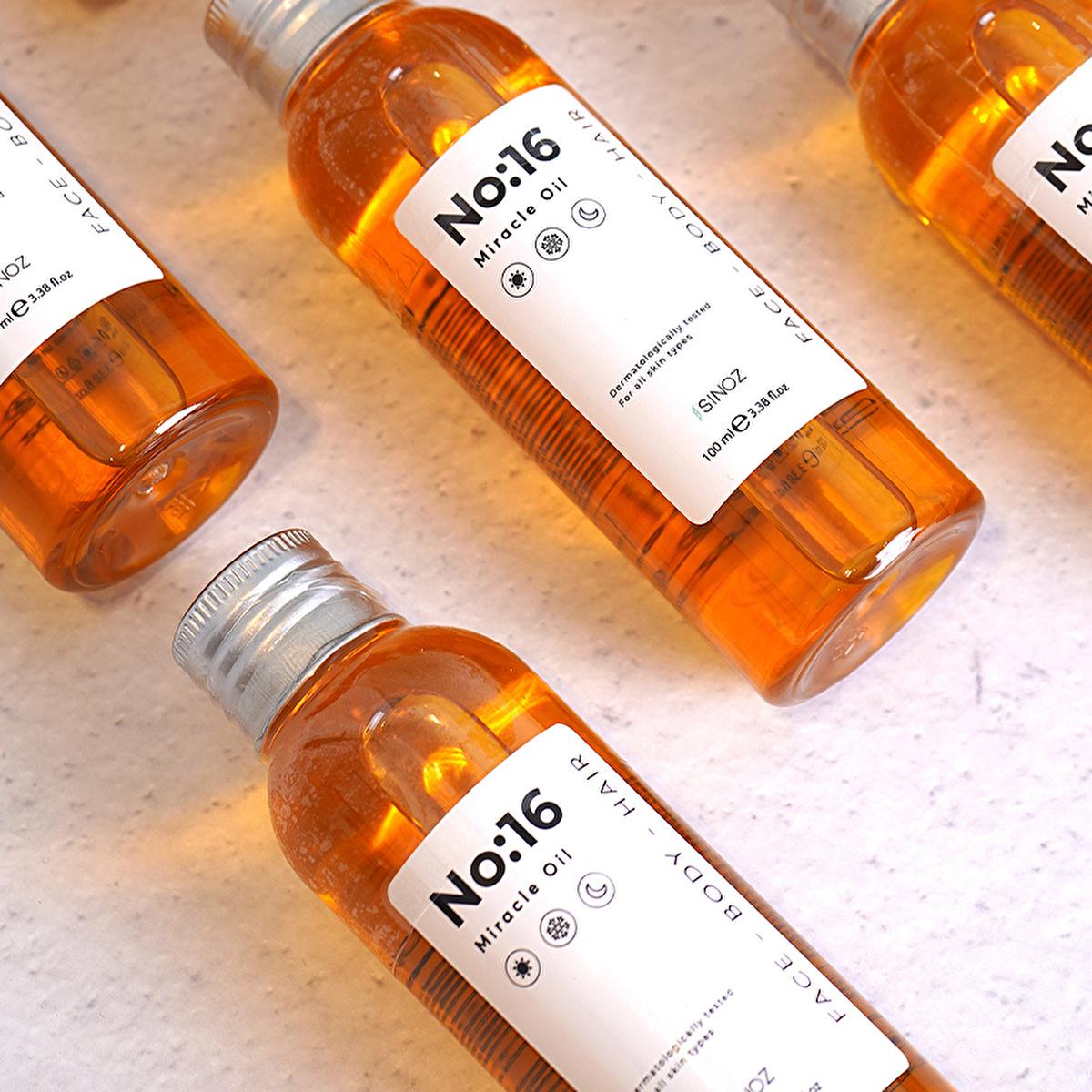 Sinoz Miracle Oil No:16 - Hydrating Face, Body & Hair Oil | Anti-Aging, Sensitive Skin & Dry Skin Treatment | Botanical Oil Complex