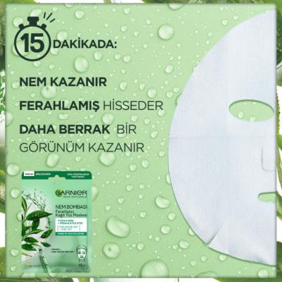 Garnier Hydrating Face Mask with Hyaluronic Acid & Green Tea - Refreshing Sheet Mask for Combination & Oily Skin