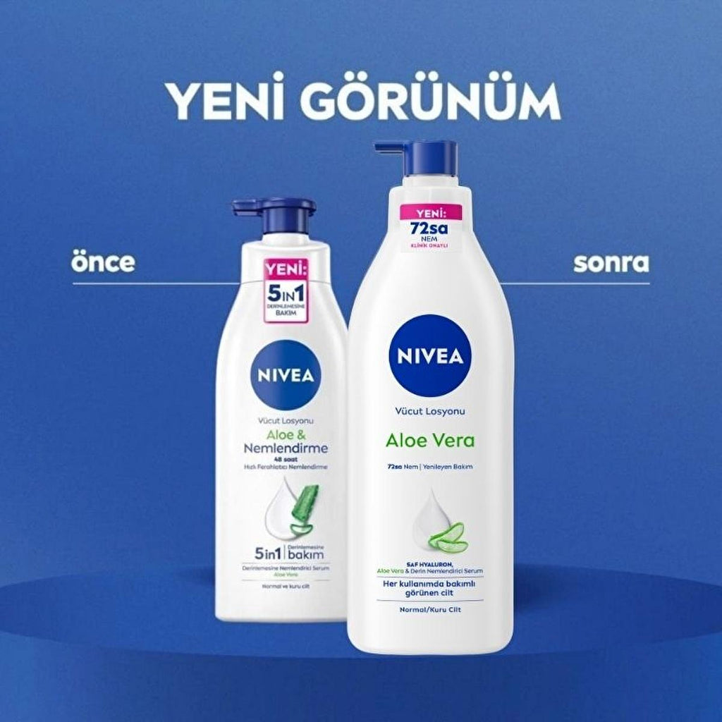 Nivea Aloe Vera 72-Hour Moisturizing Body Lotion for Dry Skin - Long-Lasting Hydration & Softness
