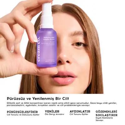 Cream Co. AHA Serum & Hyaluronic Acid Moisturizer Set: Vegan Skincare for Acne Treatment, Skin Brightening & Even Tone