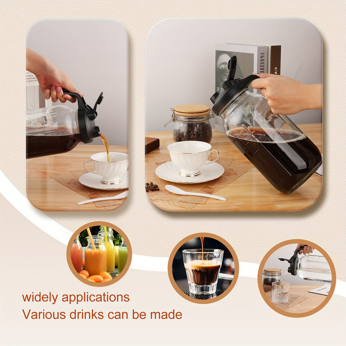 Glass Coffee Pot with Filter and Cleaning Brush