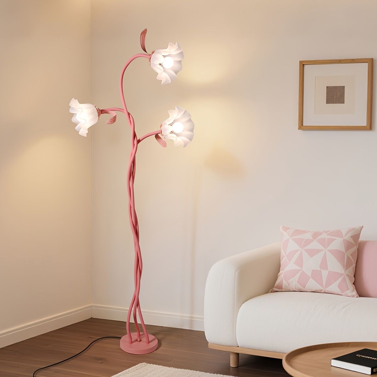Vintage 3-Head Flower Floor Lamp with Flexible Goosenecks