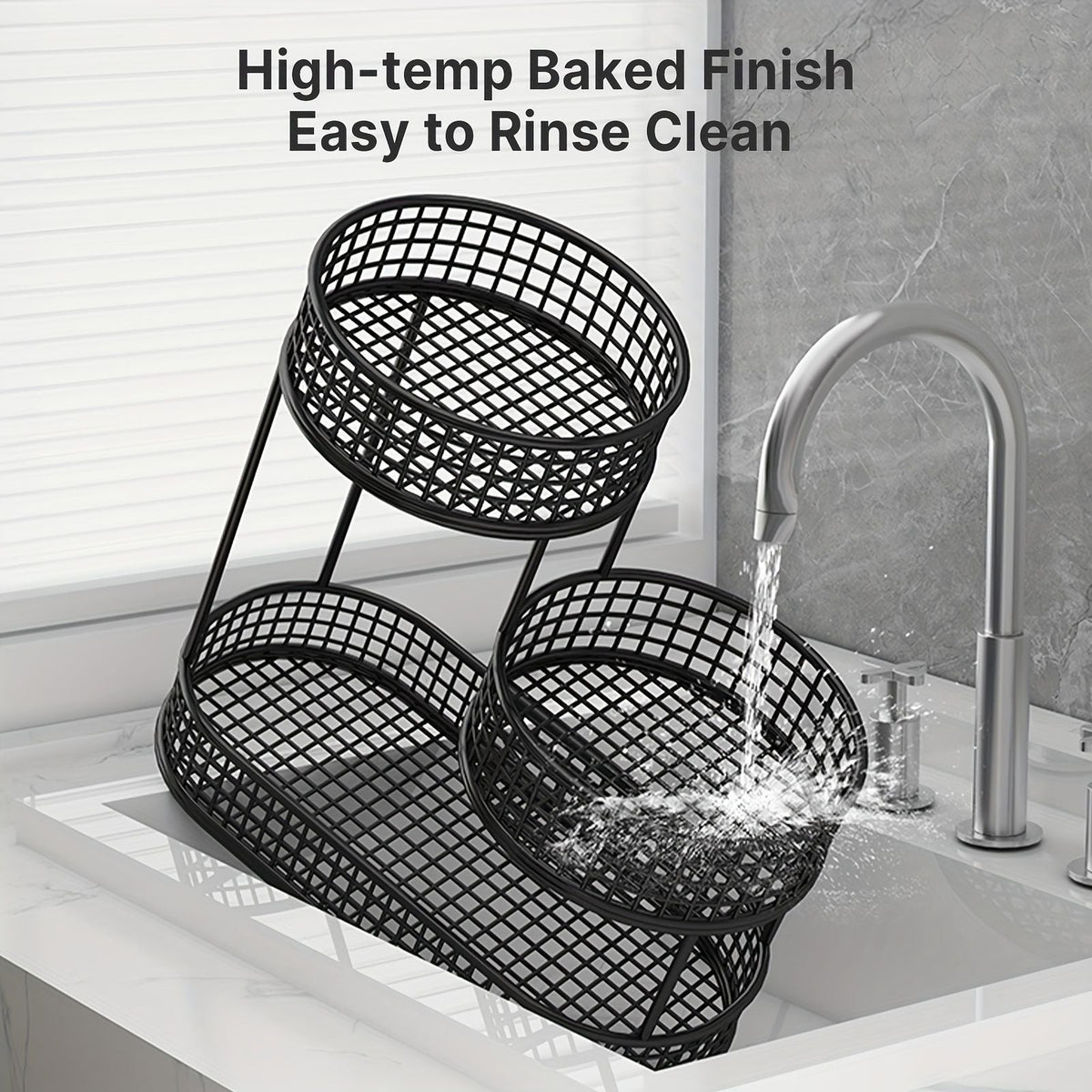 3 Tier Black Metal Fruit Basket