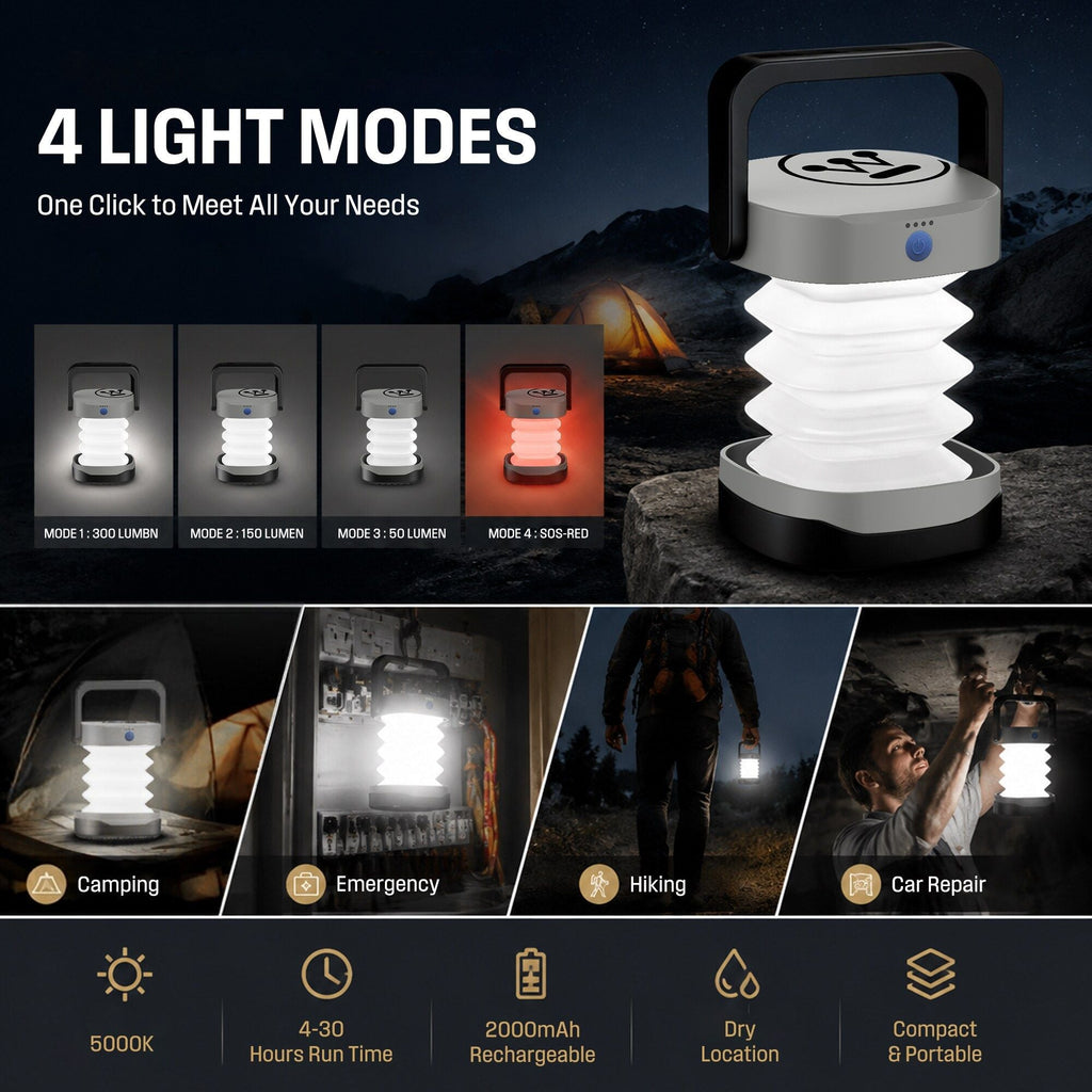 Westinghouse Rechargeable LED Folding Camping Lantern with Type-C Charging
