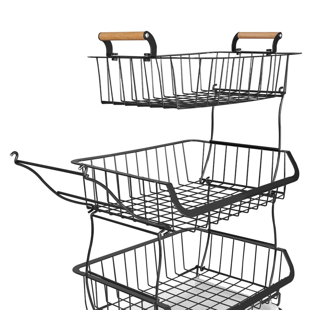 3-Tier Metal Wire Rolling Storage Cart