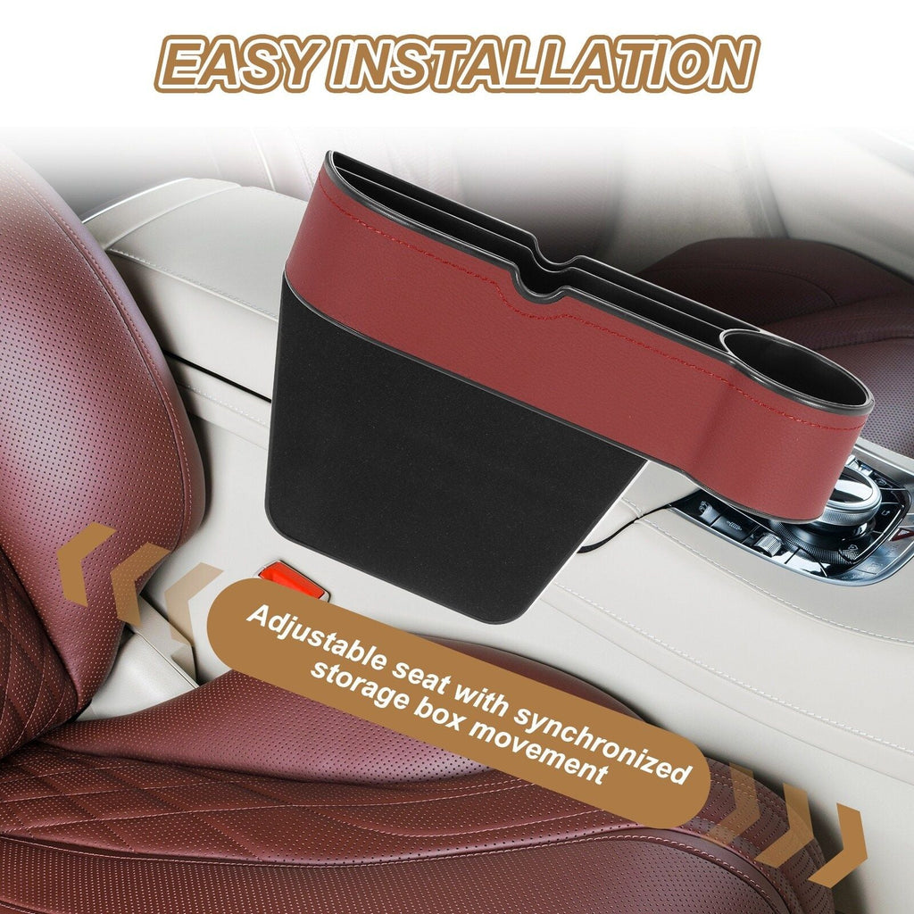 Car Seat Gap Filler Organizer with Cup Holder Black