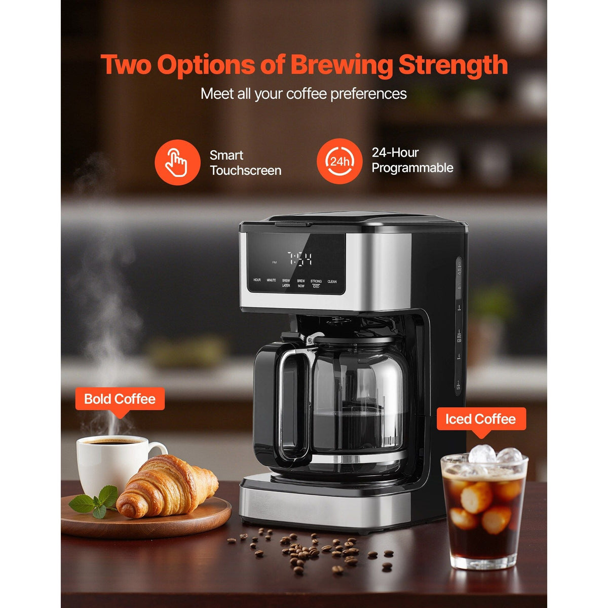 VEVOR 12-Cup Programmable Drip Coffee Maker