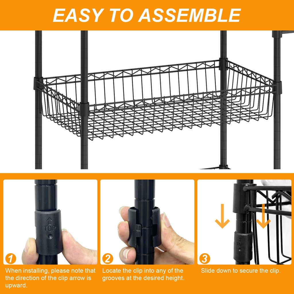 DEXSO Black 3-Tier Metal Rolling Utility Cart J8-F6NA8DCTBTJ